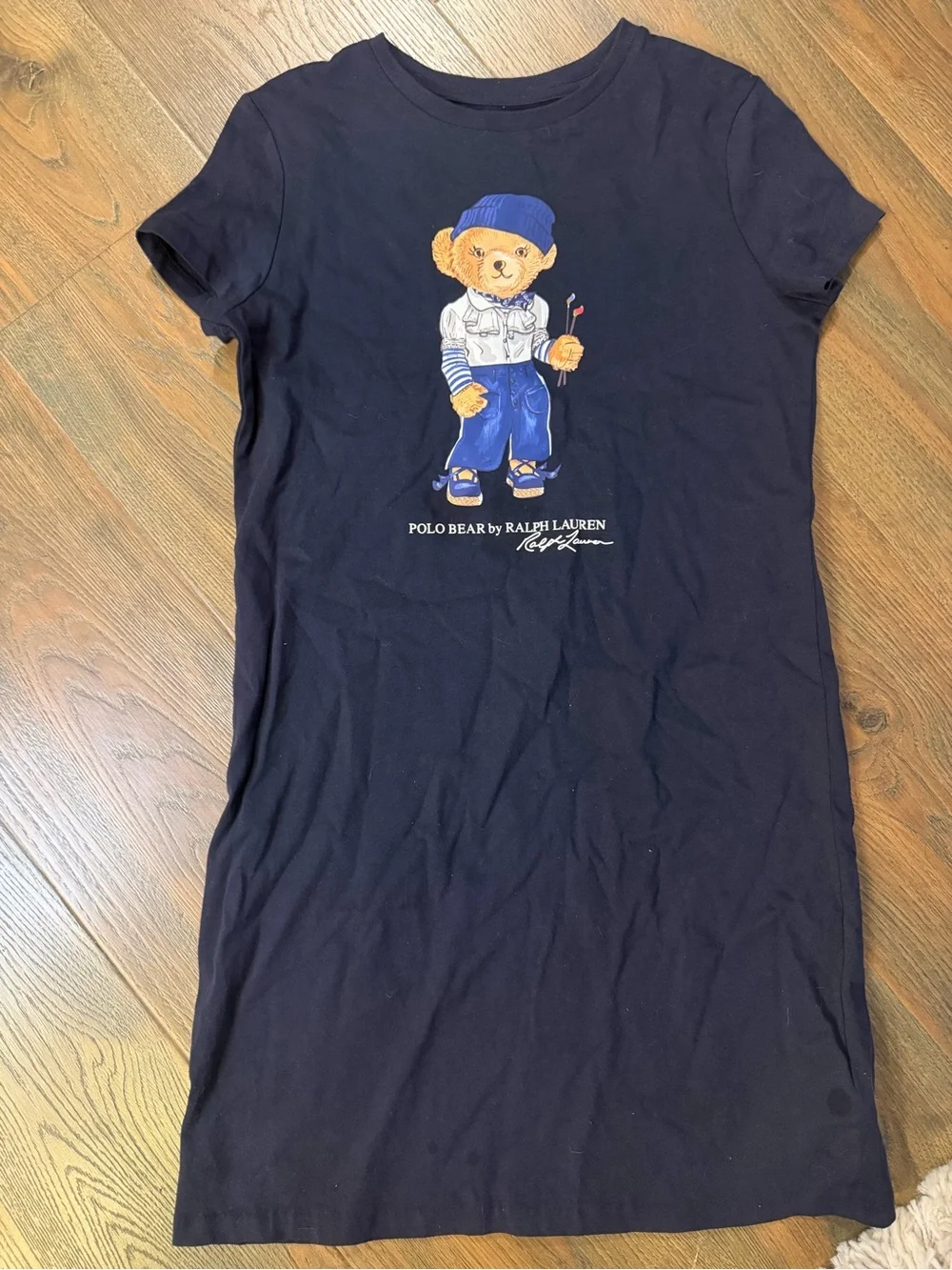 Ralph Lauren Navy Polo Bear Graphic Kids Tee Dress